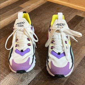 Nike Kids' Air Max React White and Purple Sneakers